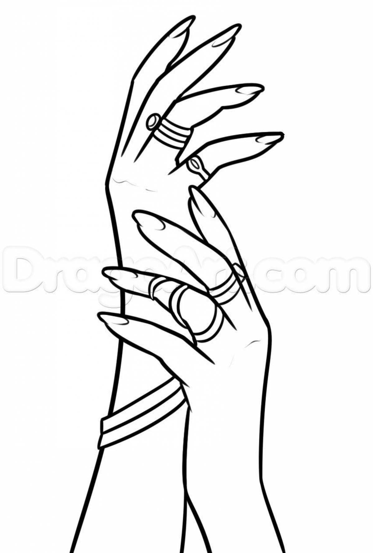 Coloring page beautiful female hand