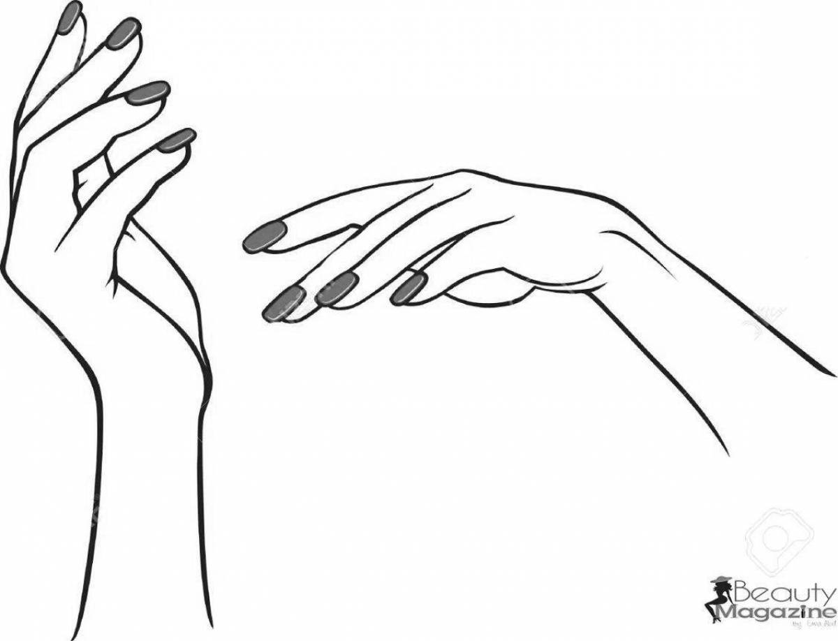 Coloring page of a nice female hand