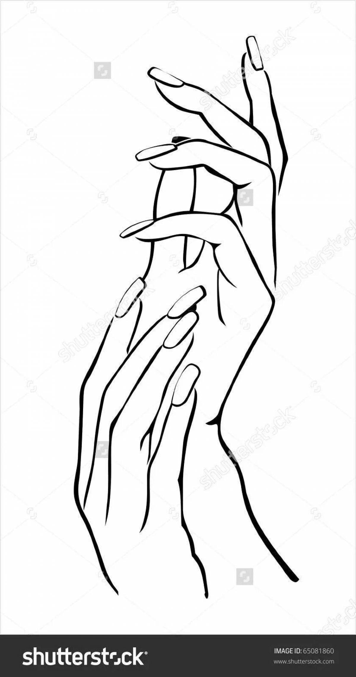 Coloring page festive female hand