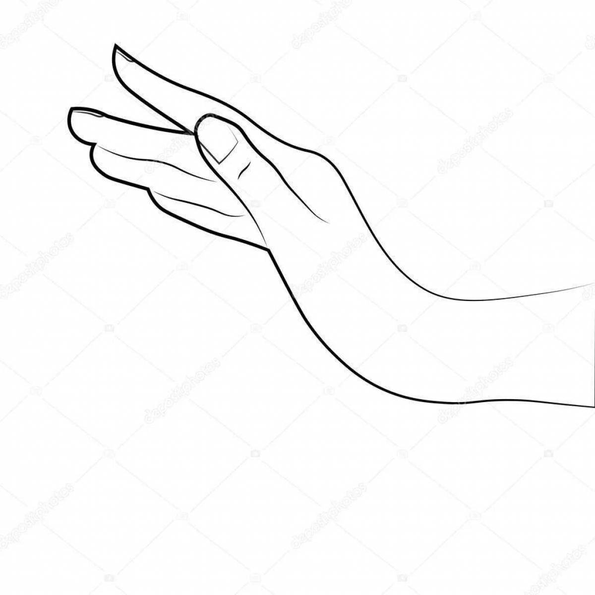 Coloring page joyful female hand