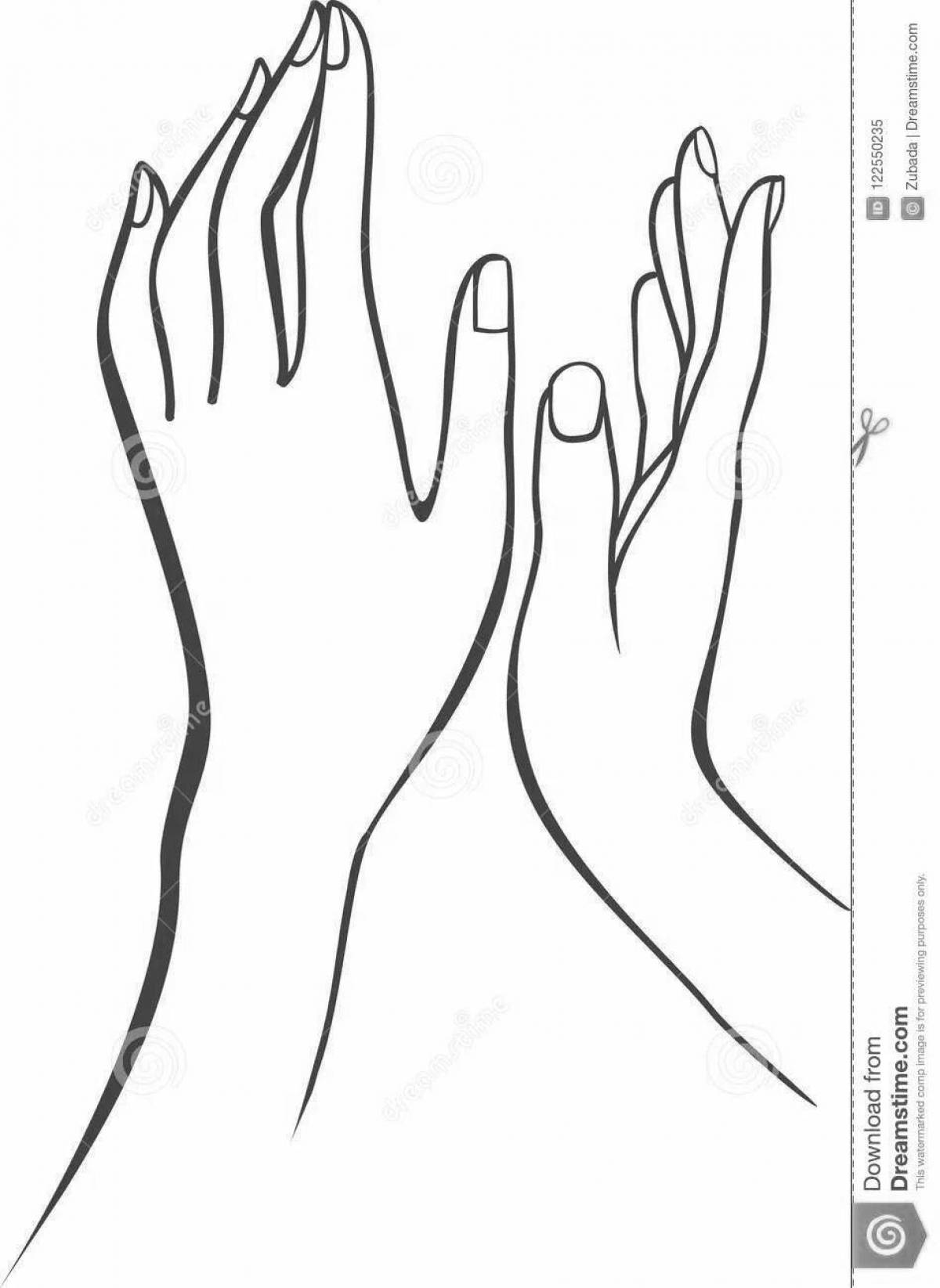 Coloring page of a happy female hand