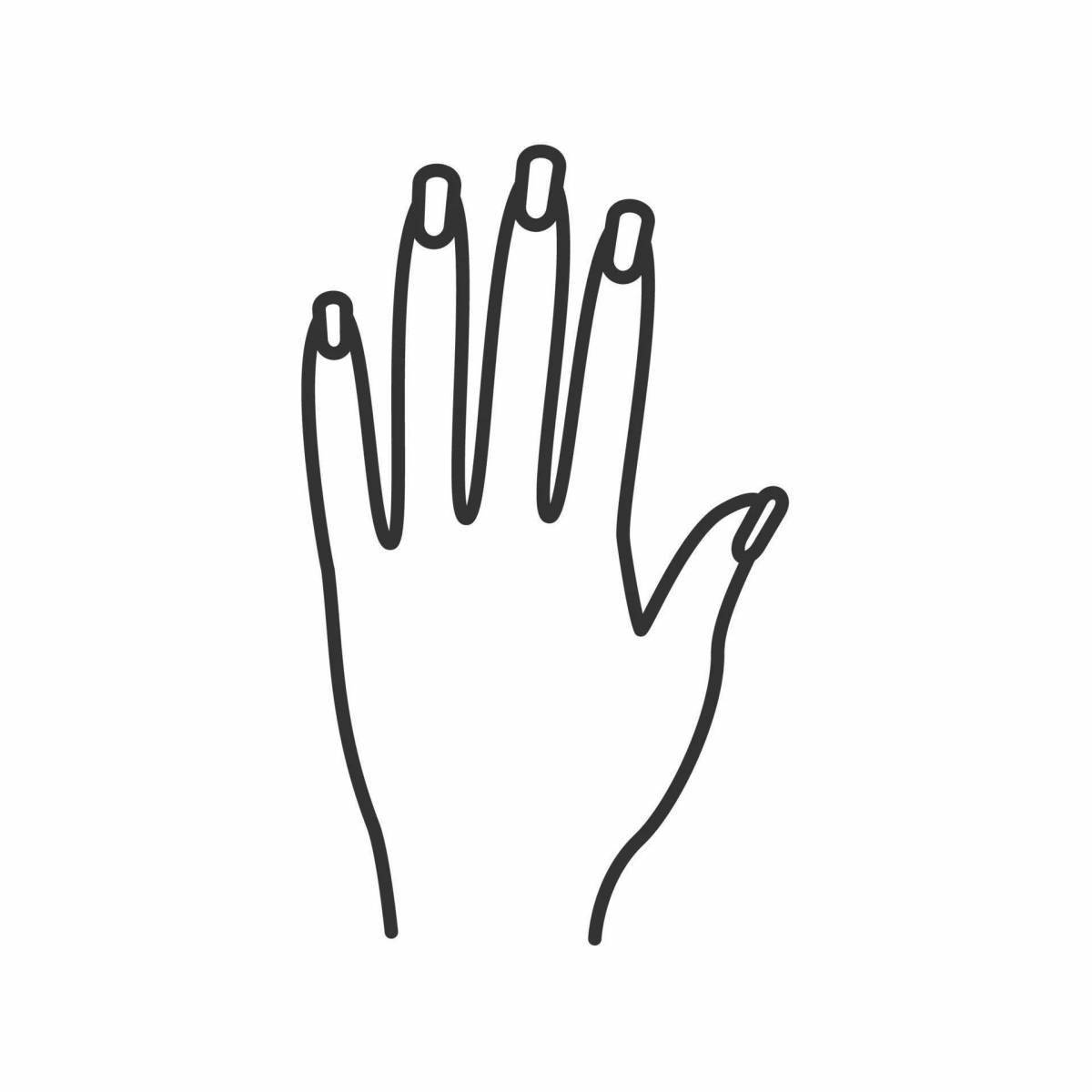 Coloring page of a piercing female hand