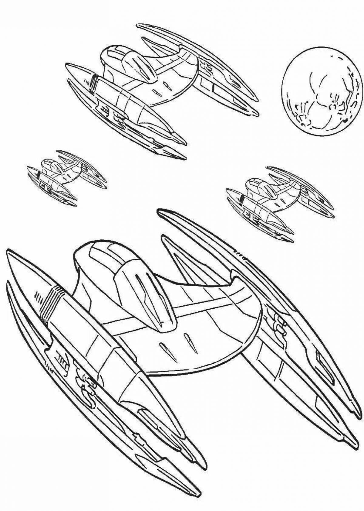 Colorful space wars coloring page