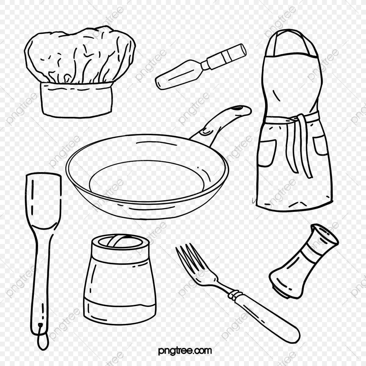 Fun cook tools coloring page