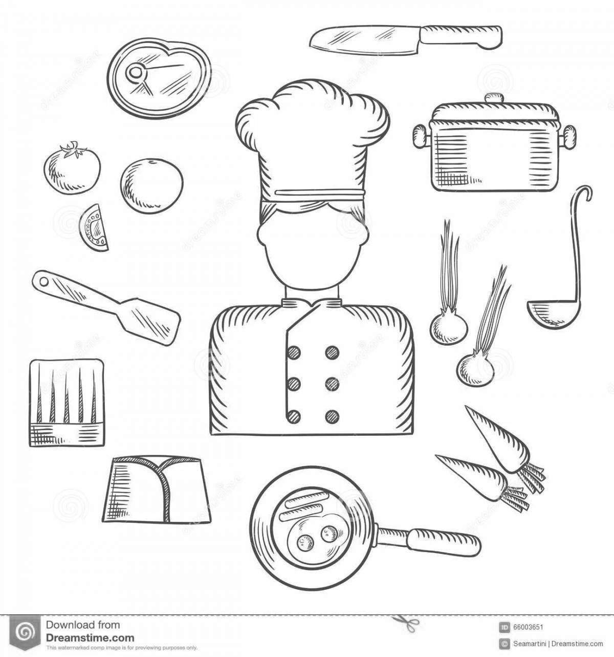 Exciting cook tools coloring page