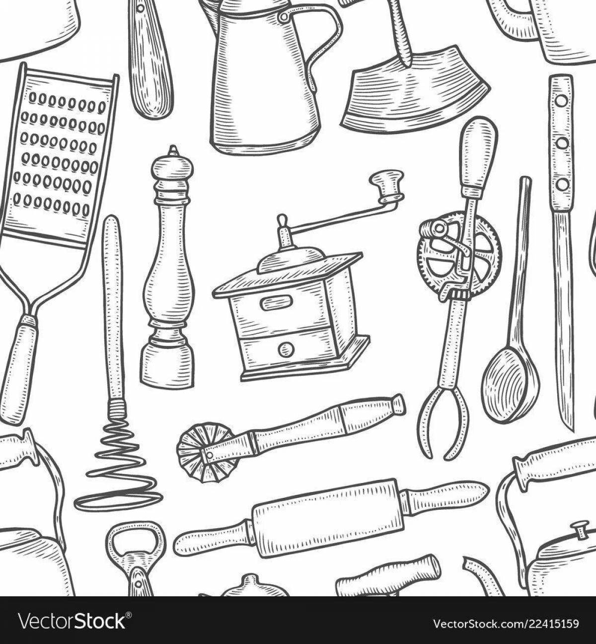 Amazing Kitchen Tools Coloring Page