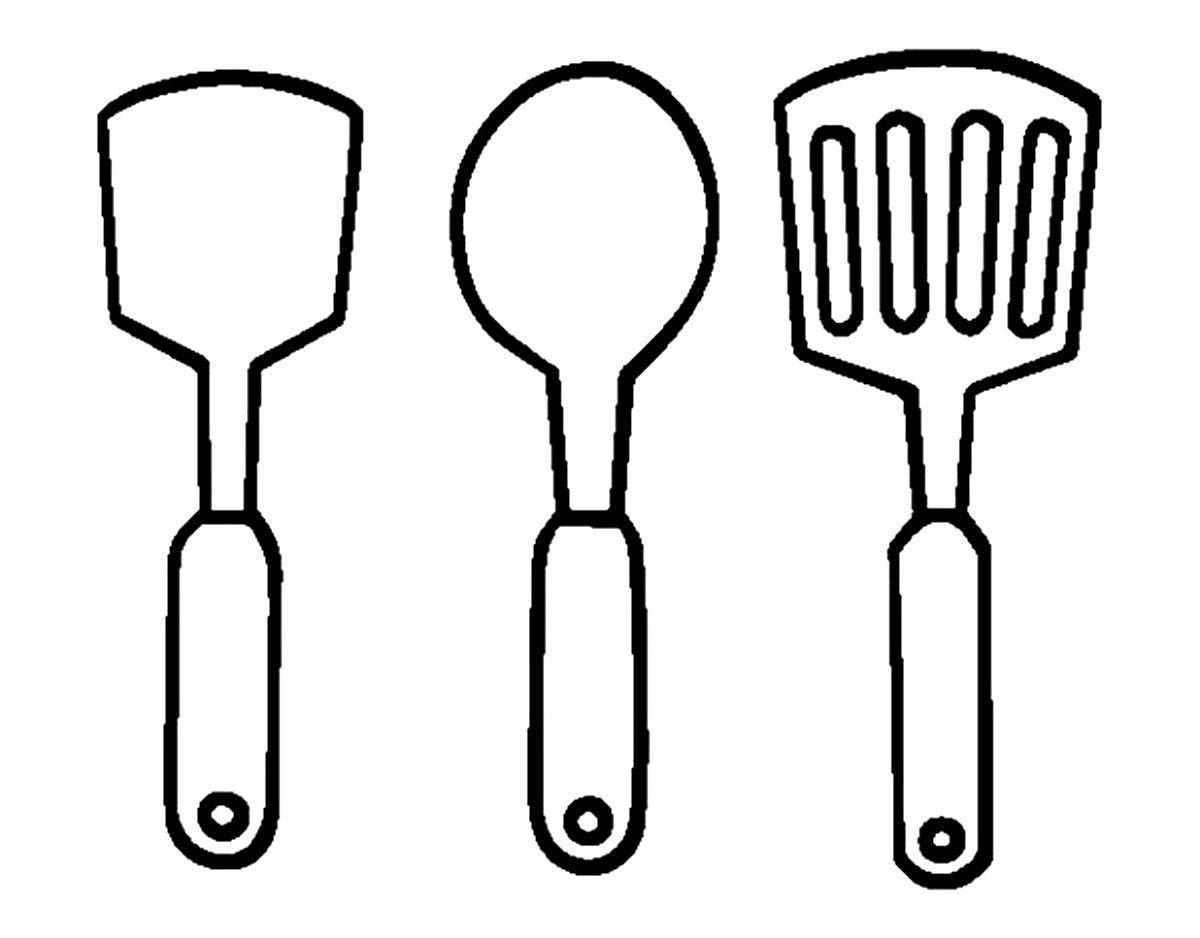 Stylish cook tools coloring page