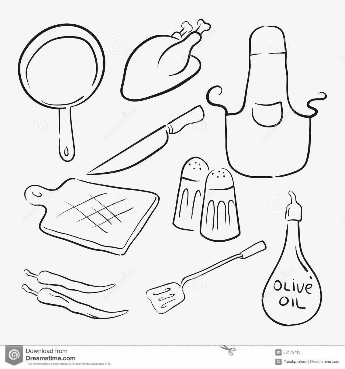 Sweet cook tools coloring book