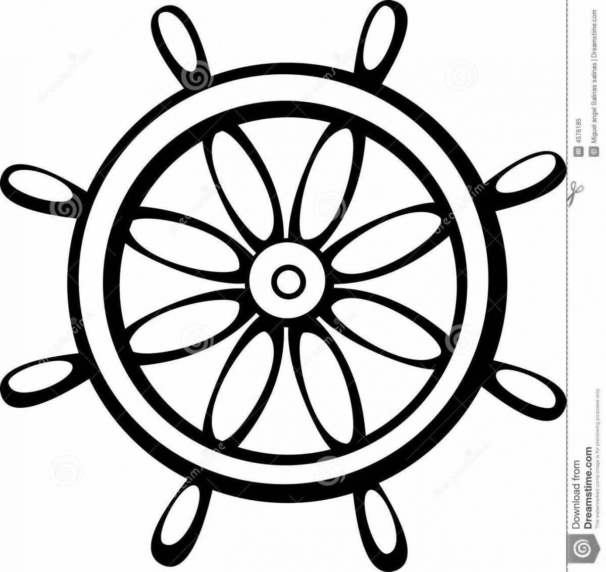 Photo Majestic ship's helm coloring page