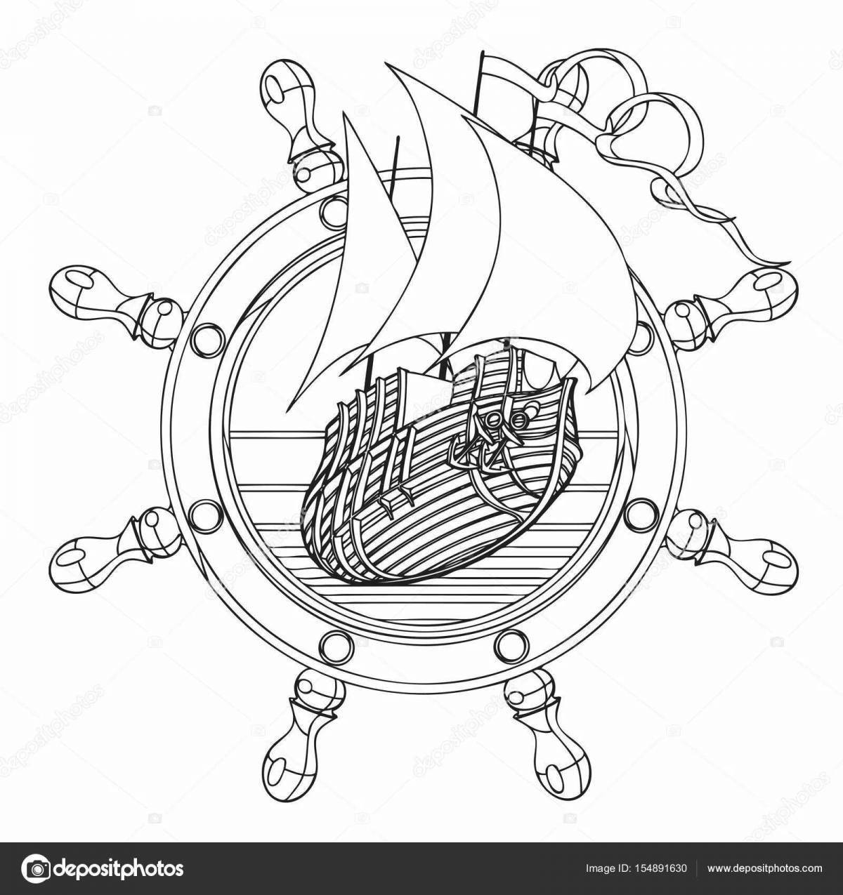 Photo Coloring page gorgeous ship's helm