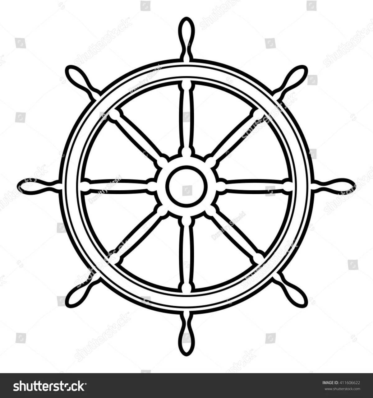Photo Exquisite ship's helm coloring page