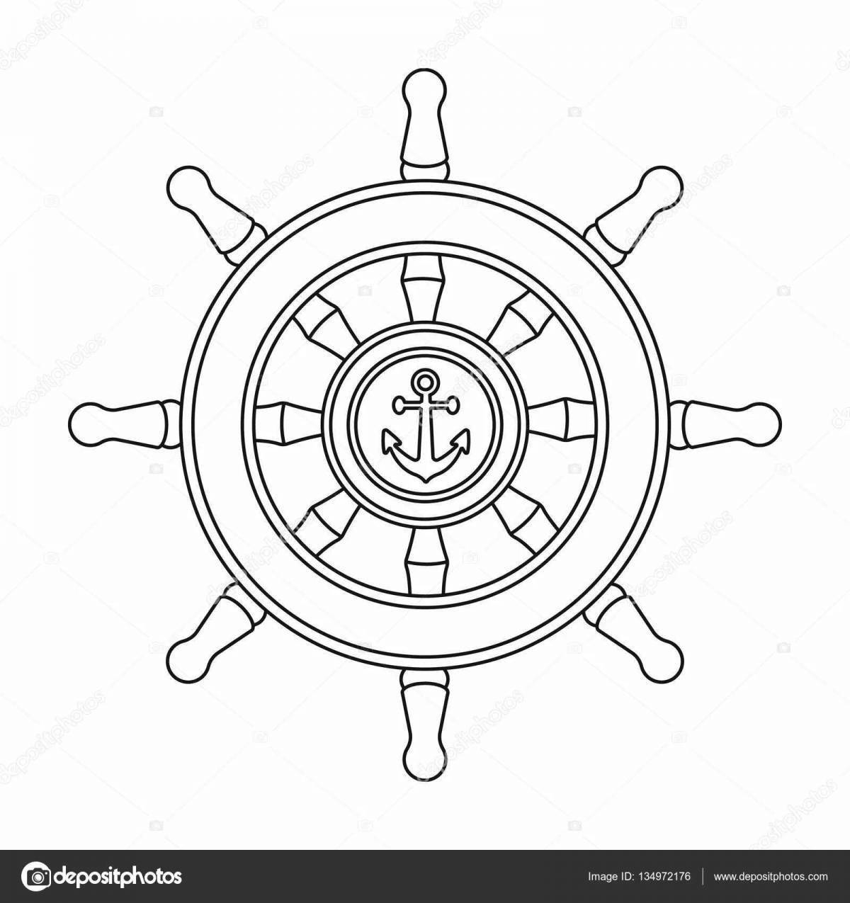 Photo Shiny ship's wheel coloring page