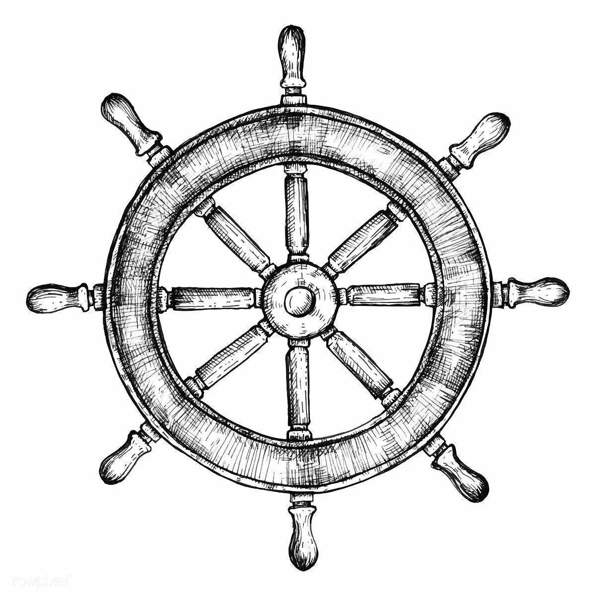 Photo Decorated ship's wheel coloring page