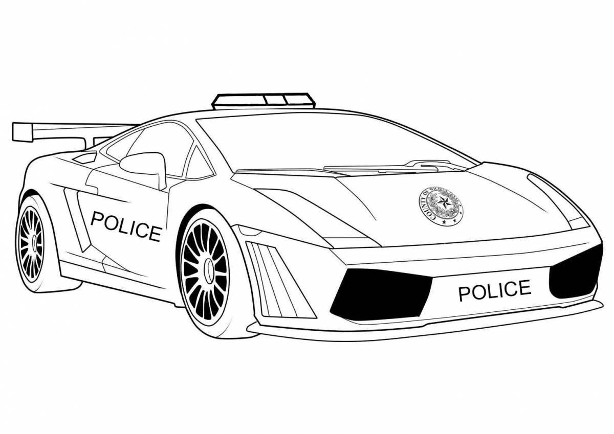 Detailed coloring of the police Lamborghini