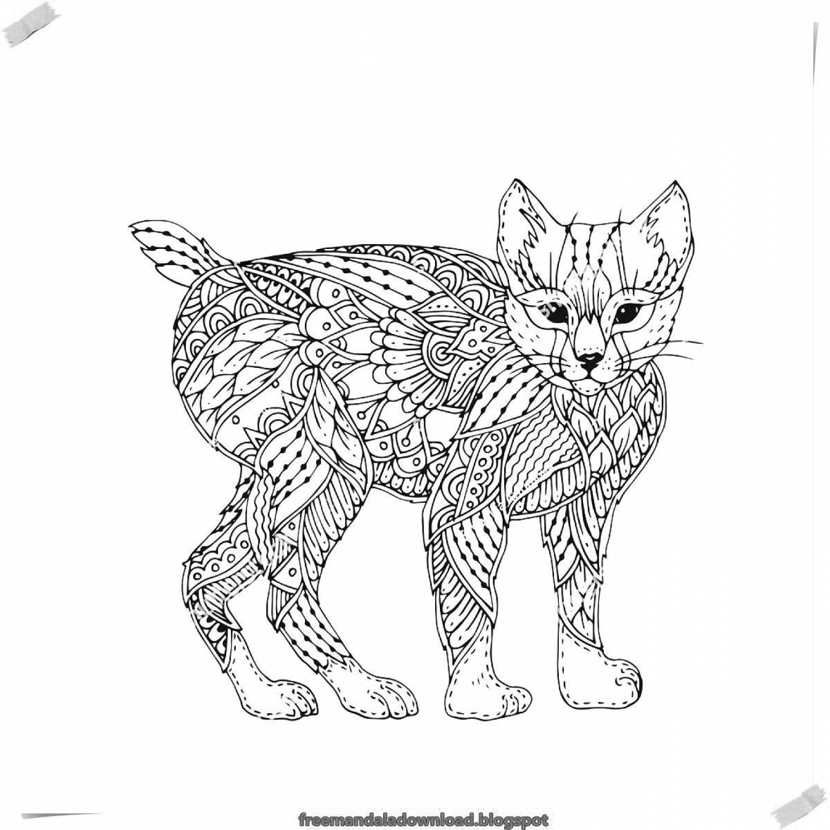 Fancy flying cat coloring book