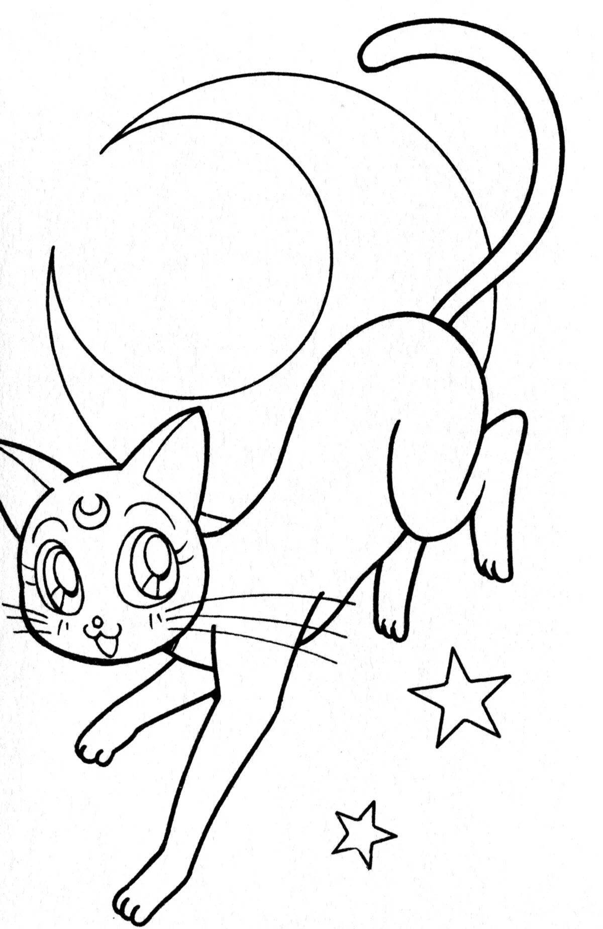 Раскраска анимированная летающая кошка