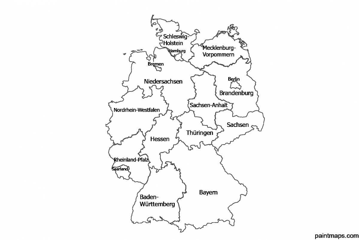Раскраска красочная карта германии