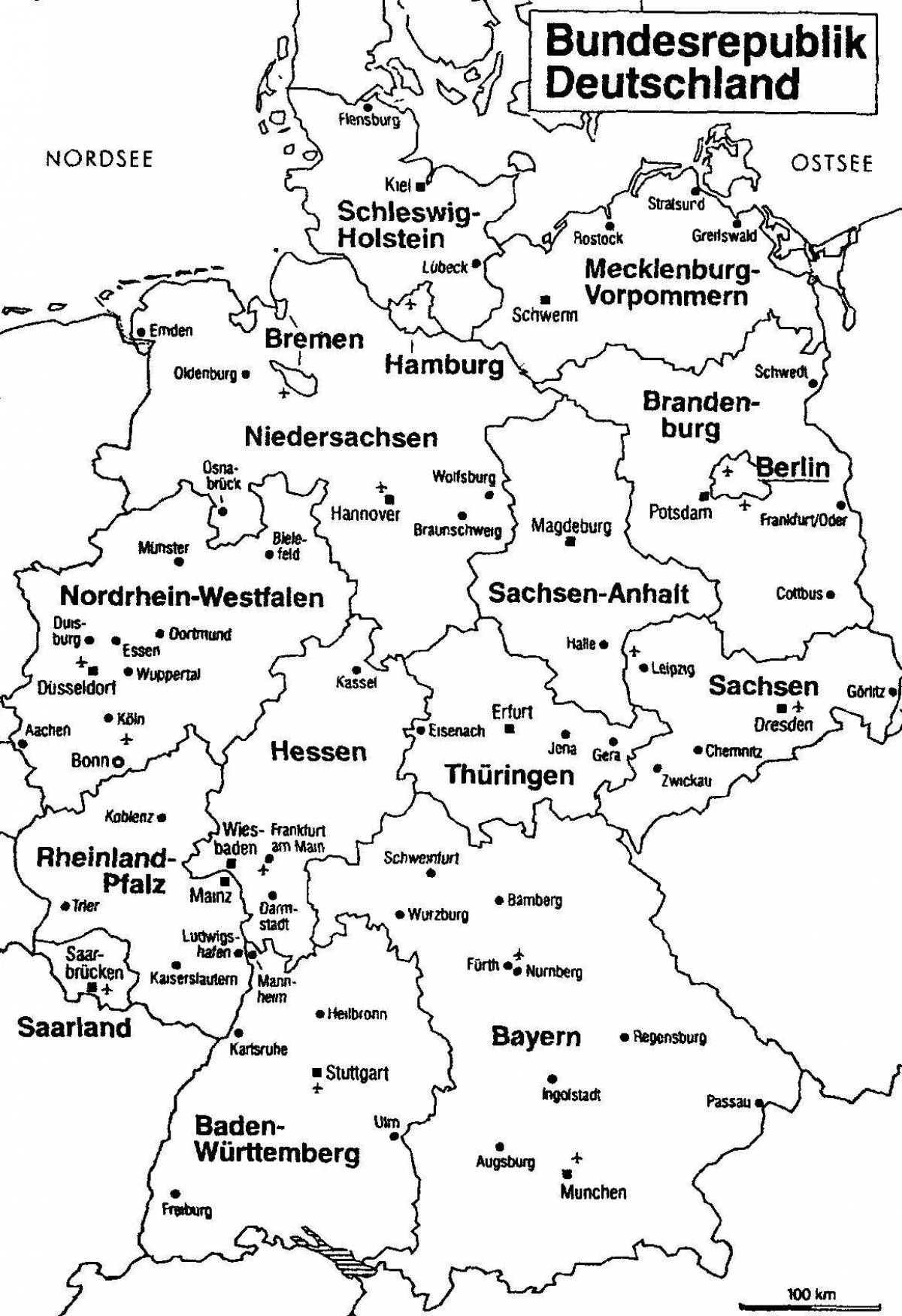 Coloring page of complex map of germany