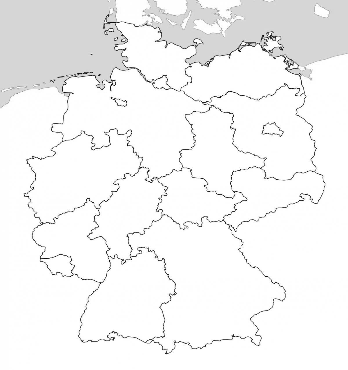 Увлекательная страница раскраски карты германии