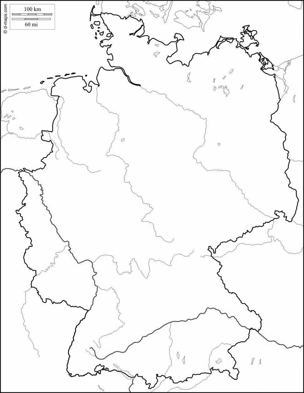 Раскраска большая карта германии
