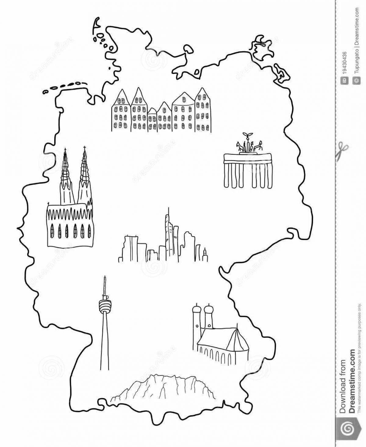 Веселая карта германии раскраски