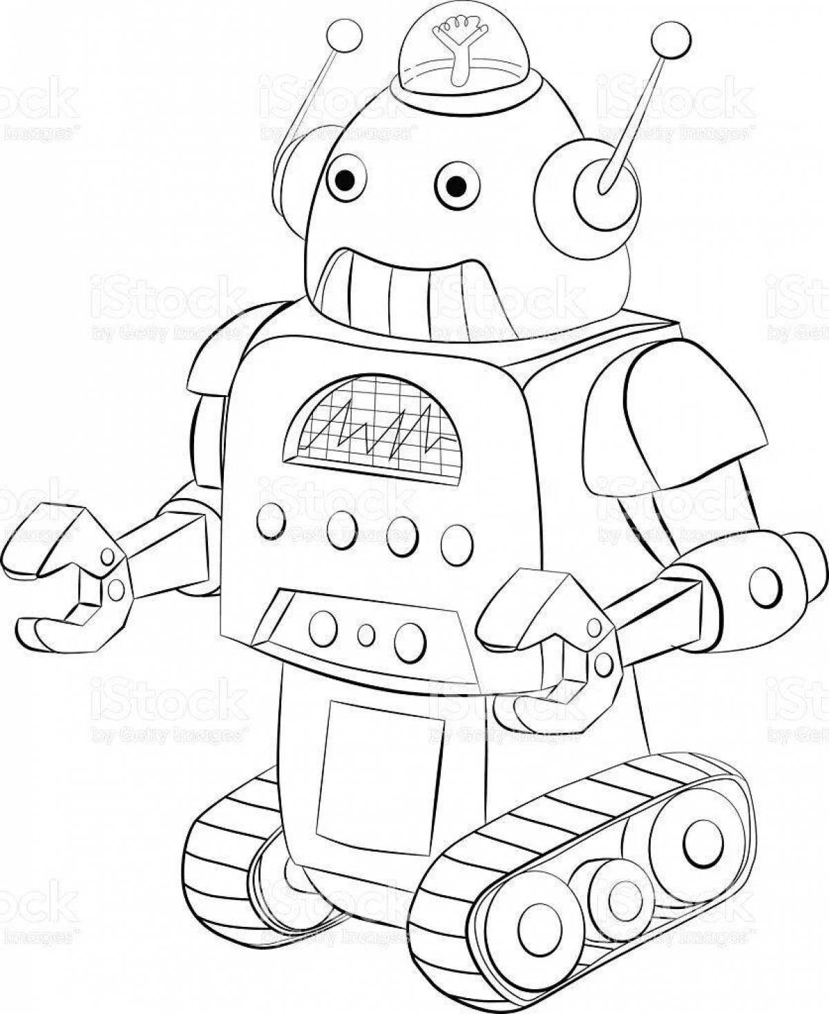 Color-frenzy robot sun coloring page