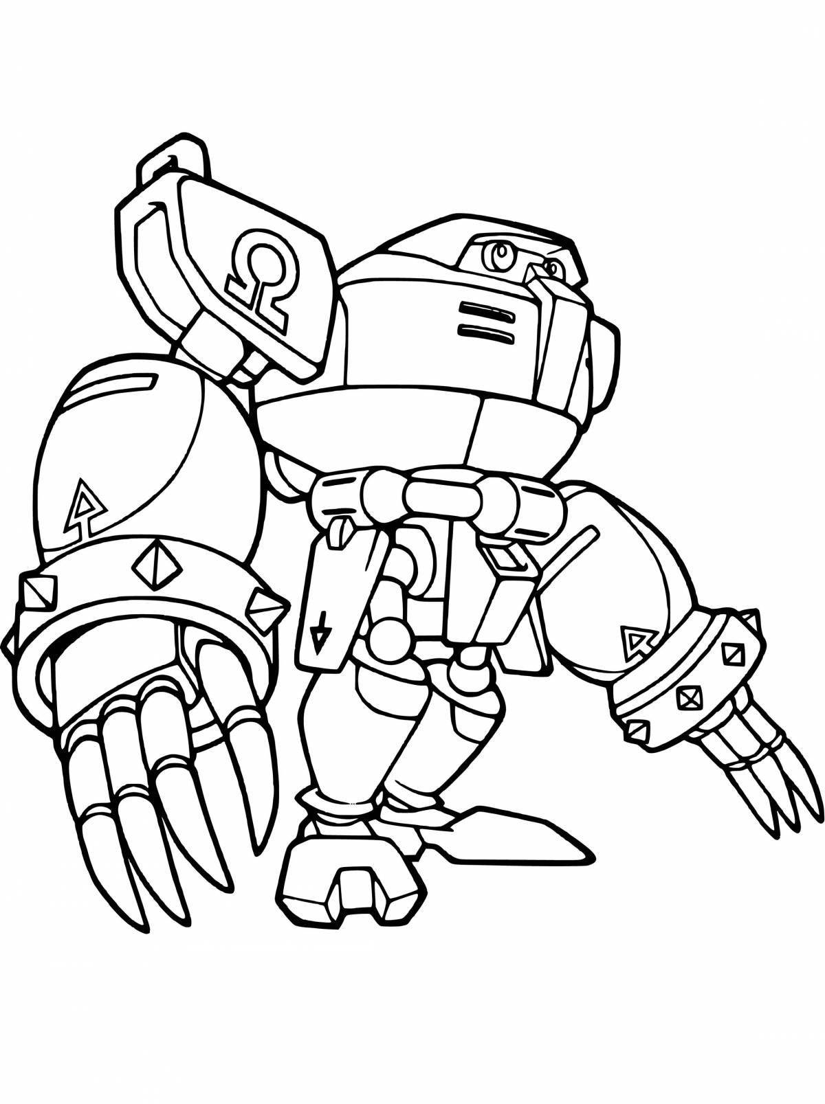 Color-wild robot sun coloring page