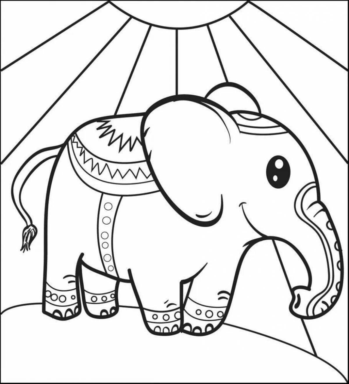 Coloring page joyful elephant