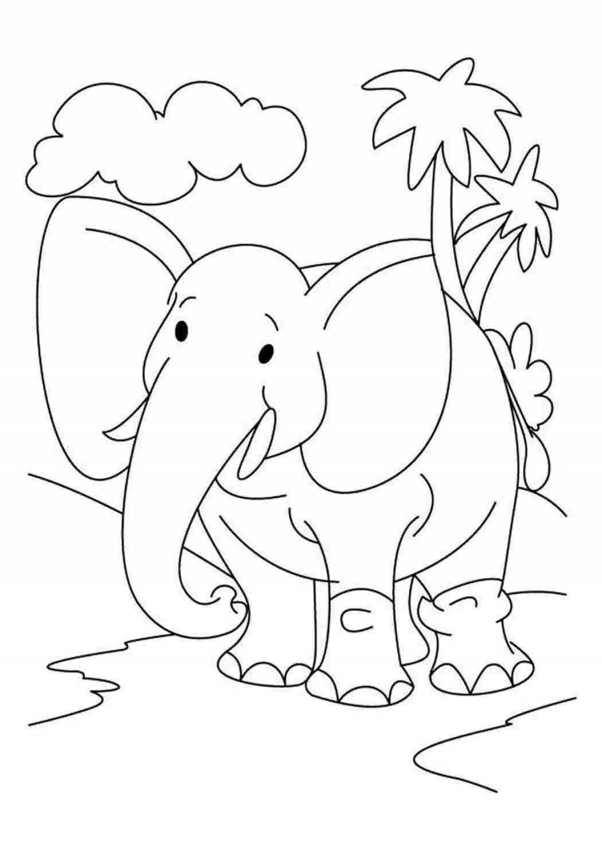 Animated elephant coloring page