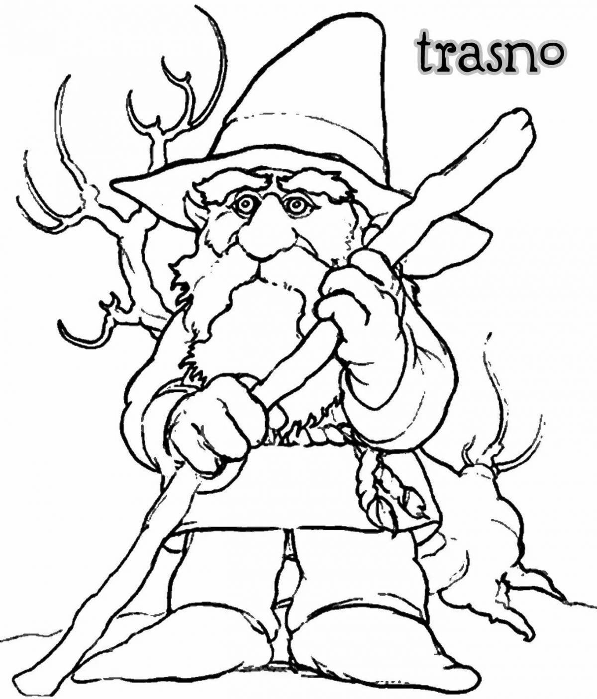 Radiant coloring page old woodman