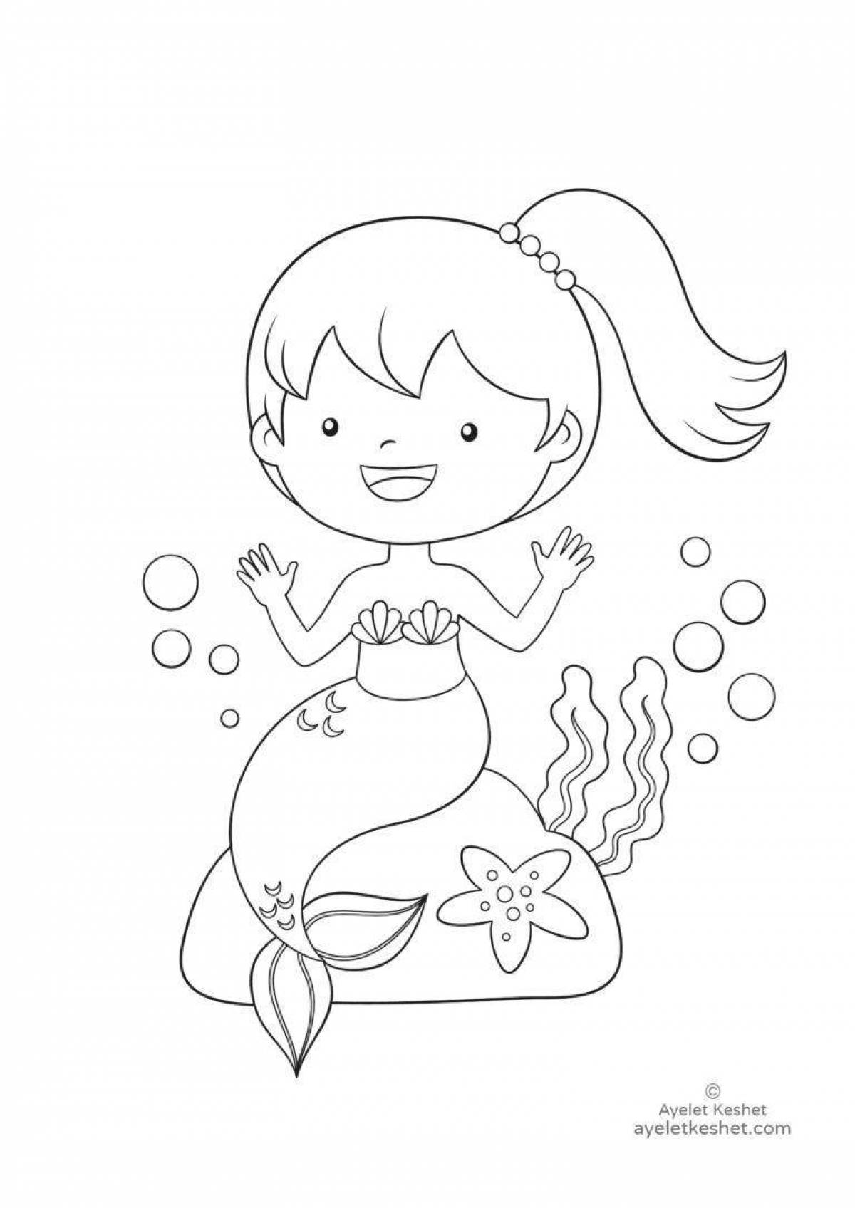 Beautiful little mermaid coloring book
