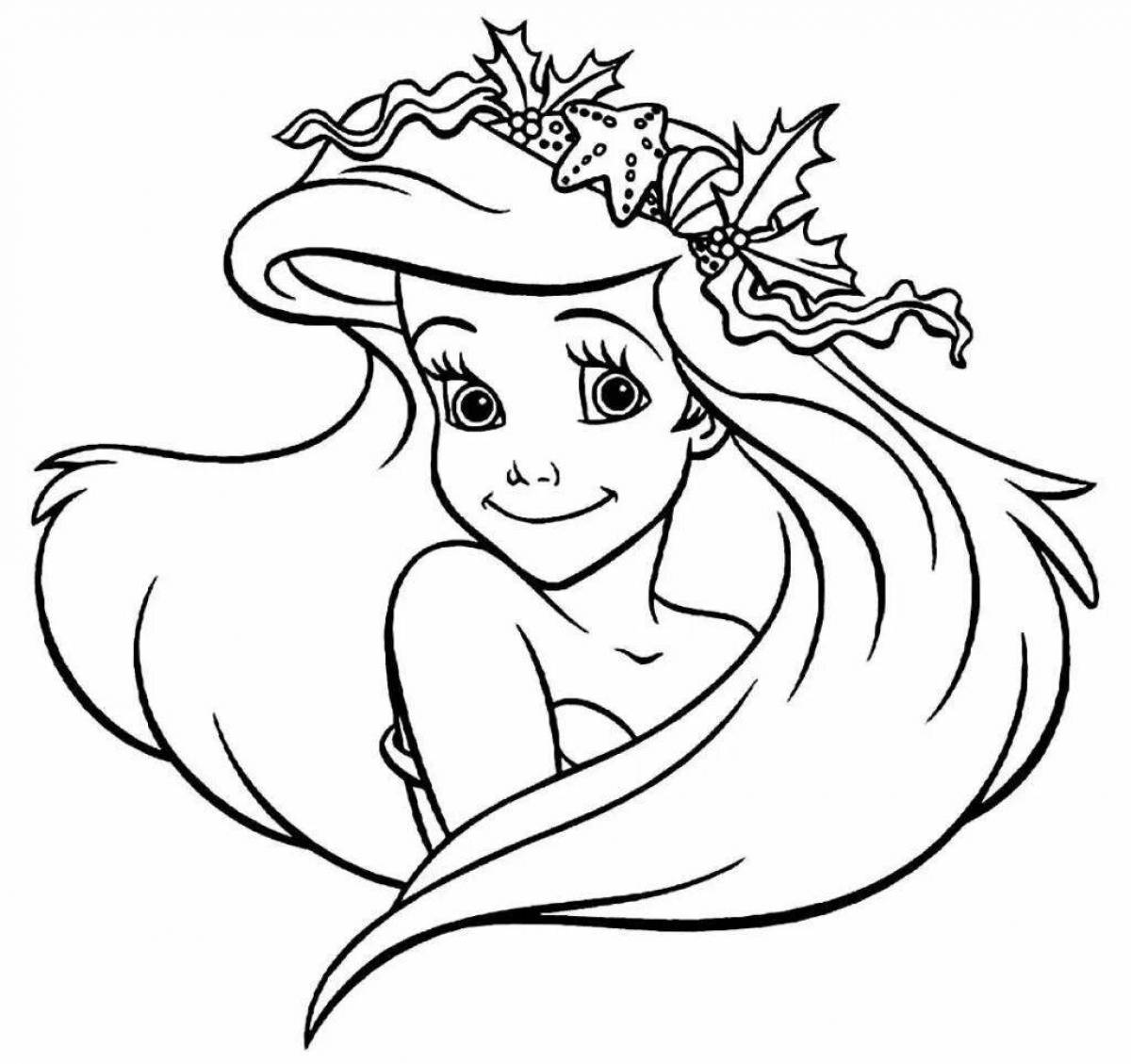 Elegant little mermaid coloring book