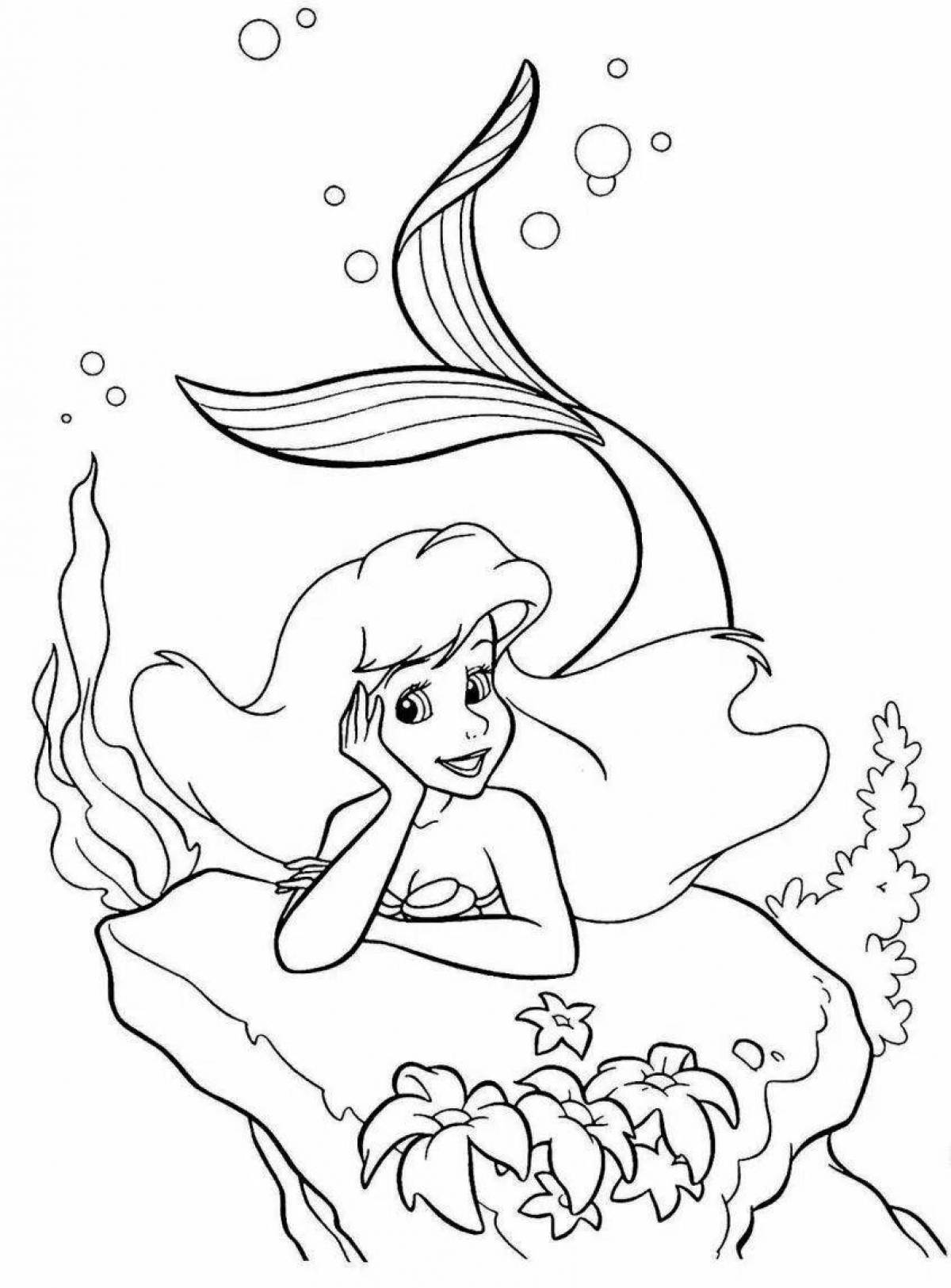 Playful little mermaid coloring book