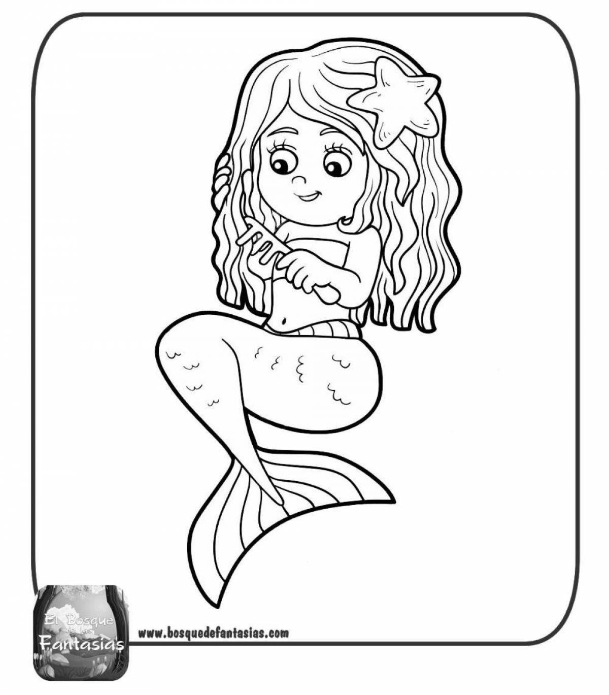 Mystical coloring mermaid