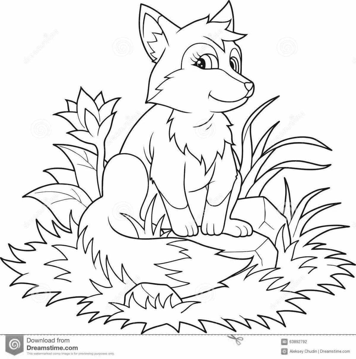 Coloring majestic sitting fox