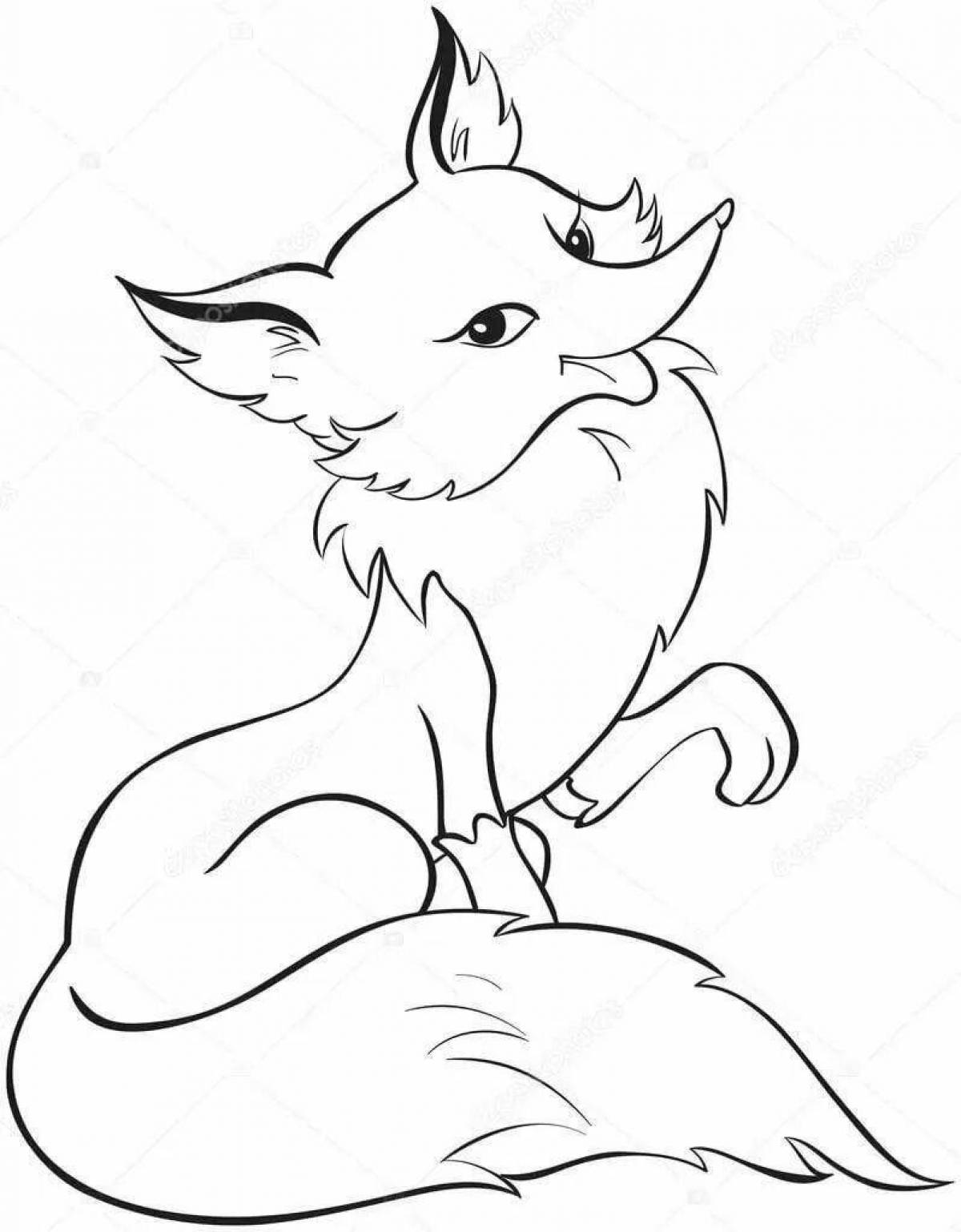 Coloring page playful sitting fox