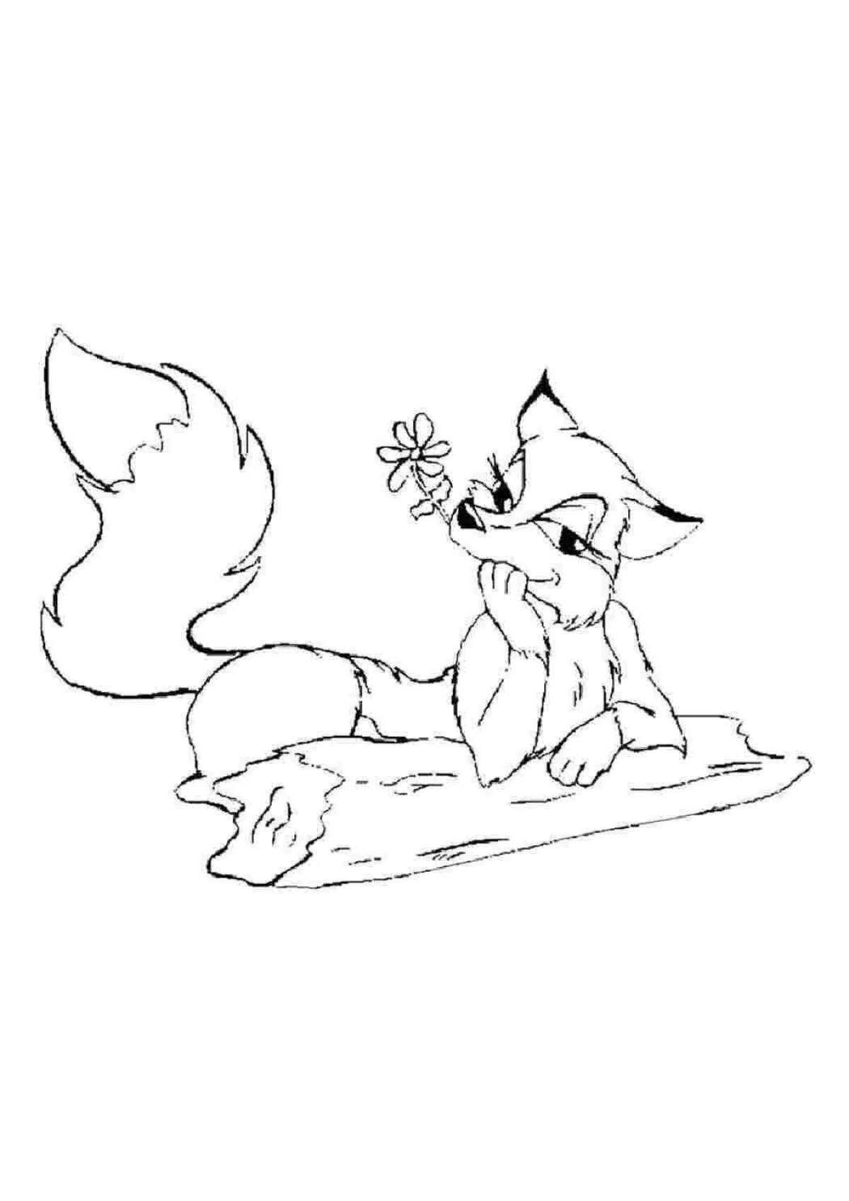 Coloring page graceful sitting fox