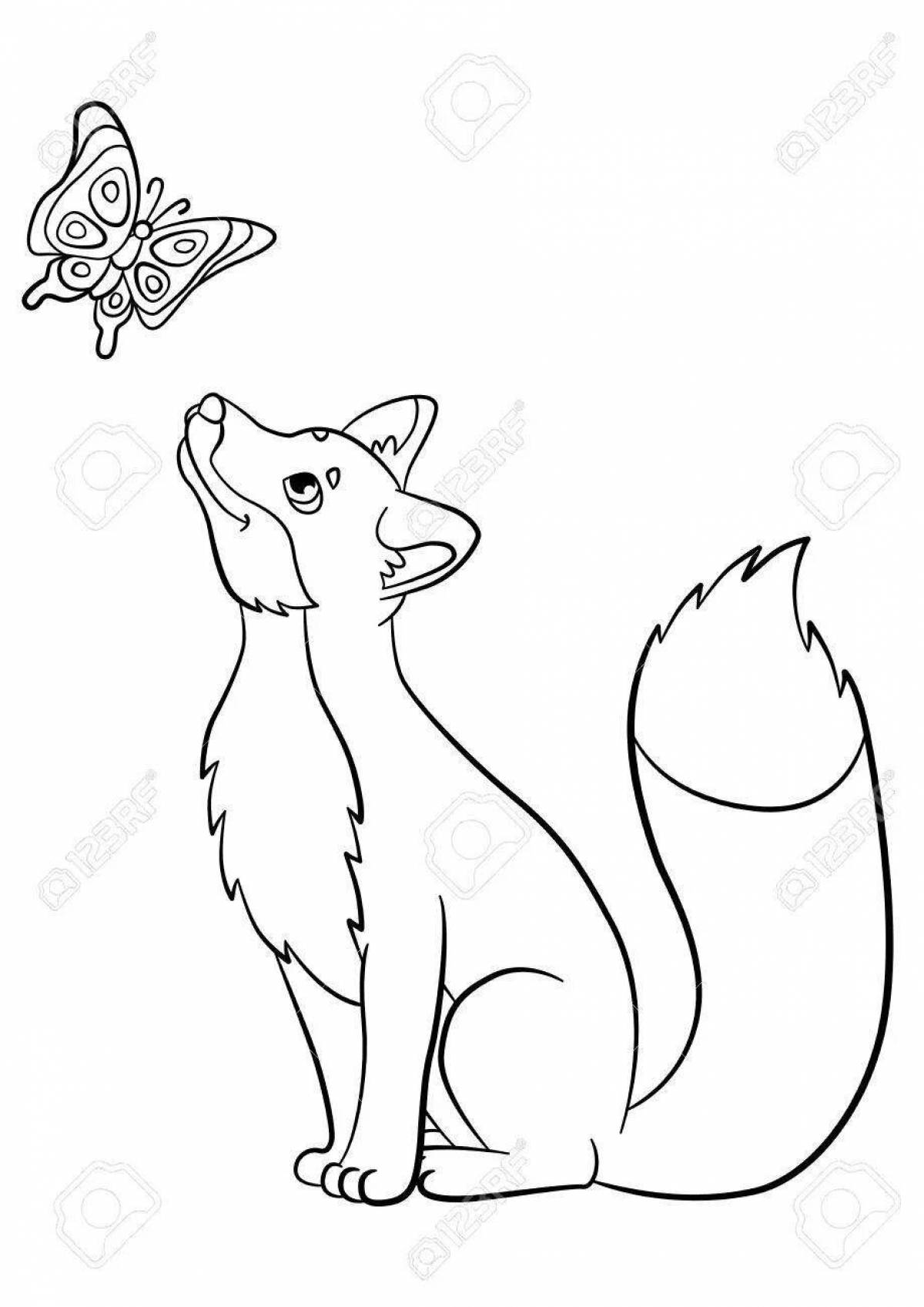 Coloring page sly sitting fox