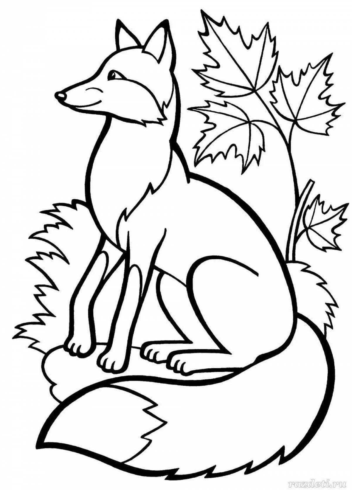 Alert sitting fox coloring book