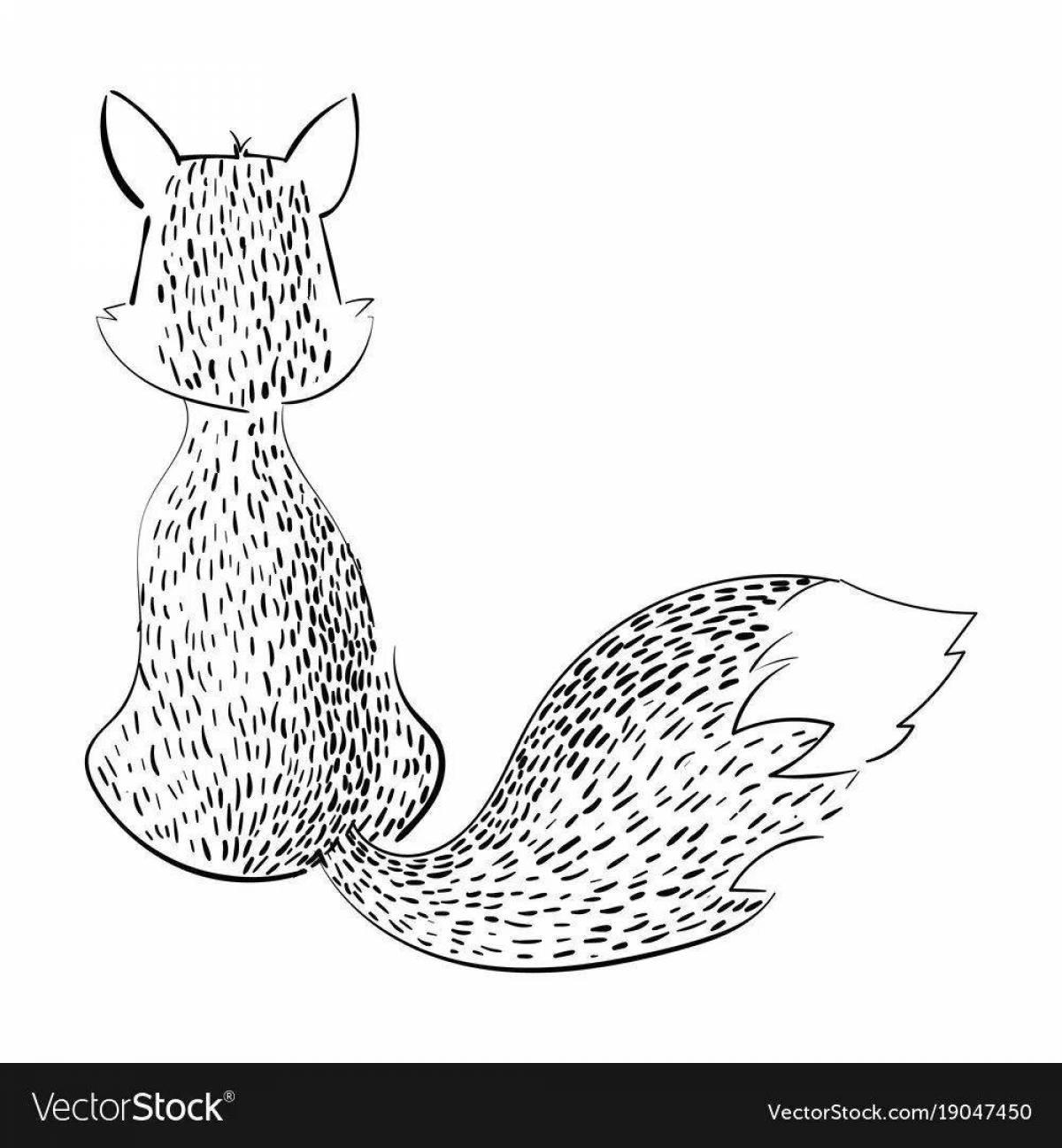 Colorful sitting fox coloring page