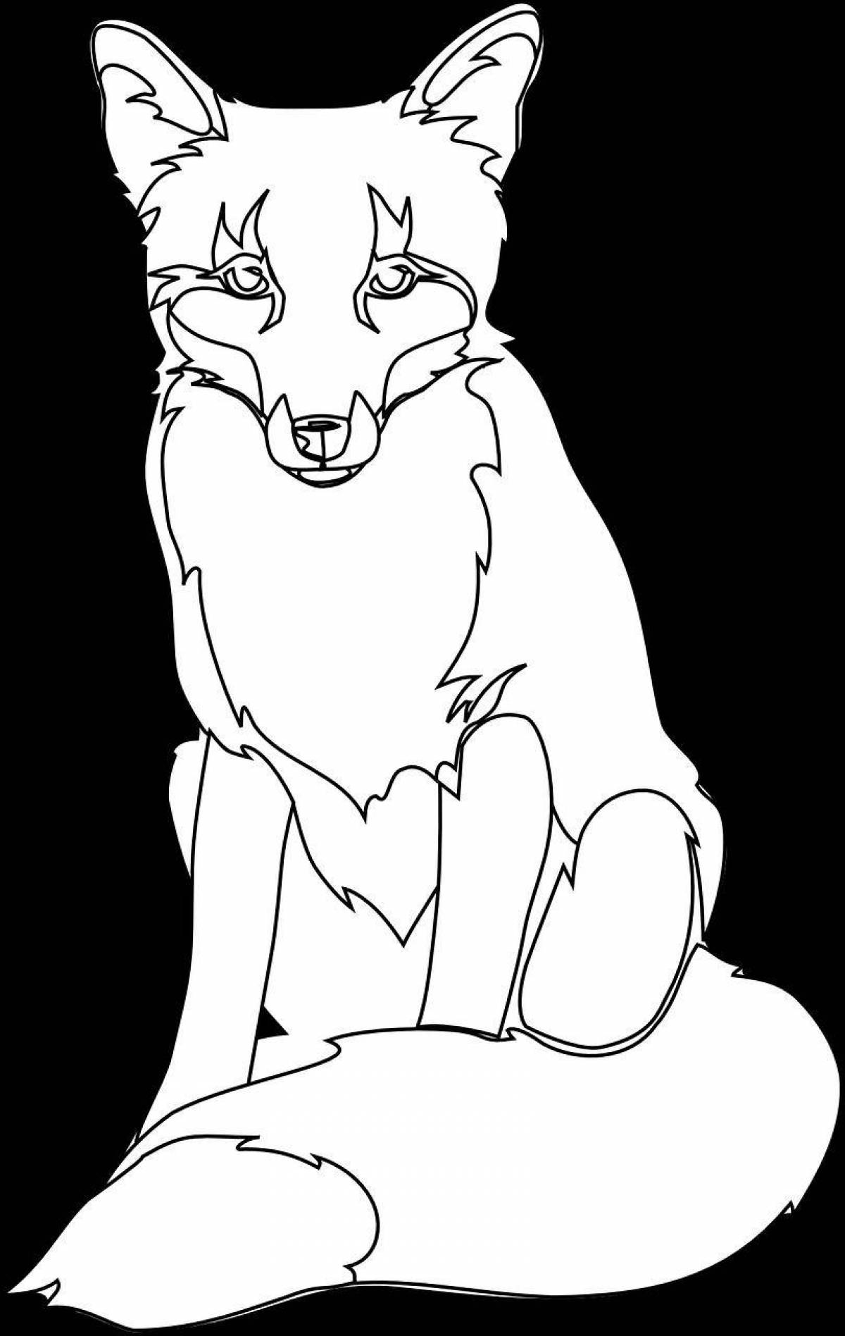 Coloring page fluffy sitting fox