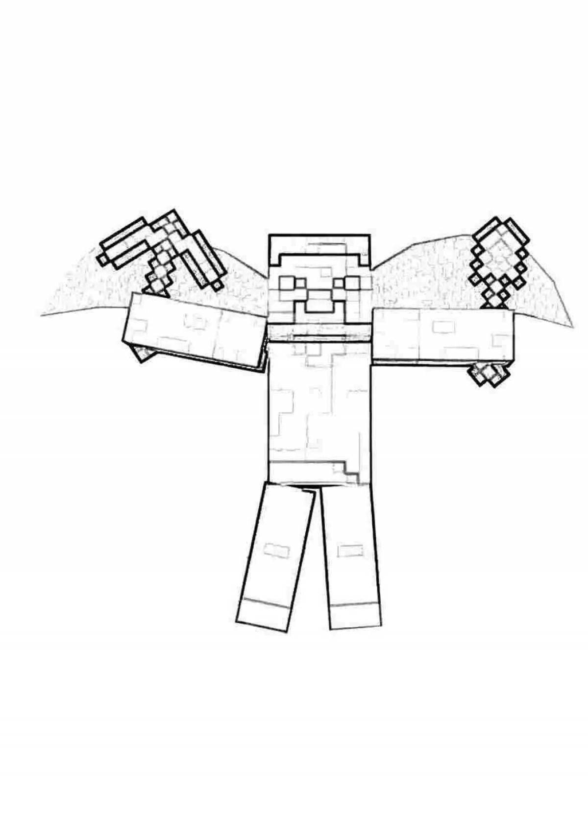 Playful minecraft steve coloring page