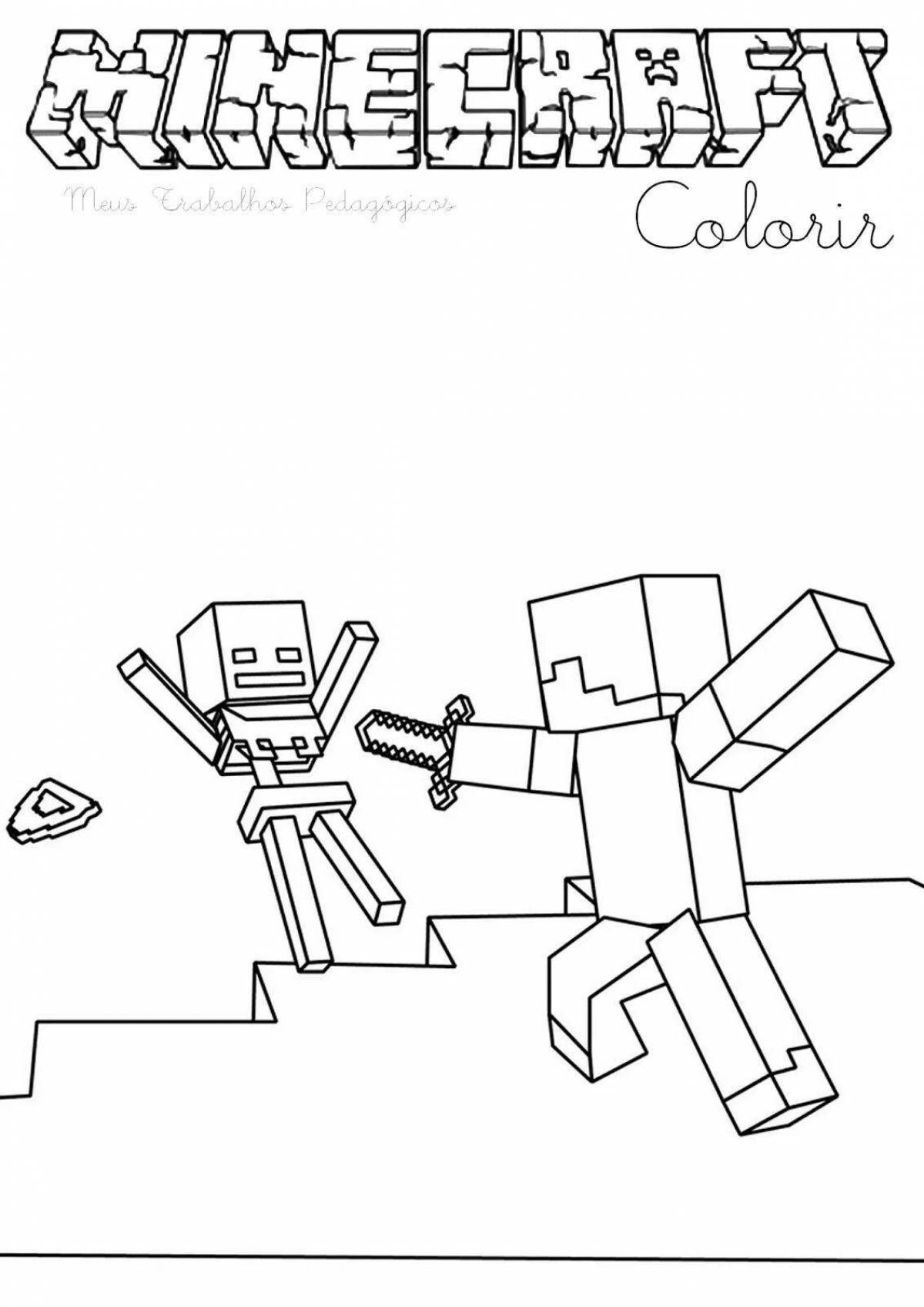 Intense color minecraft steve coloring page