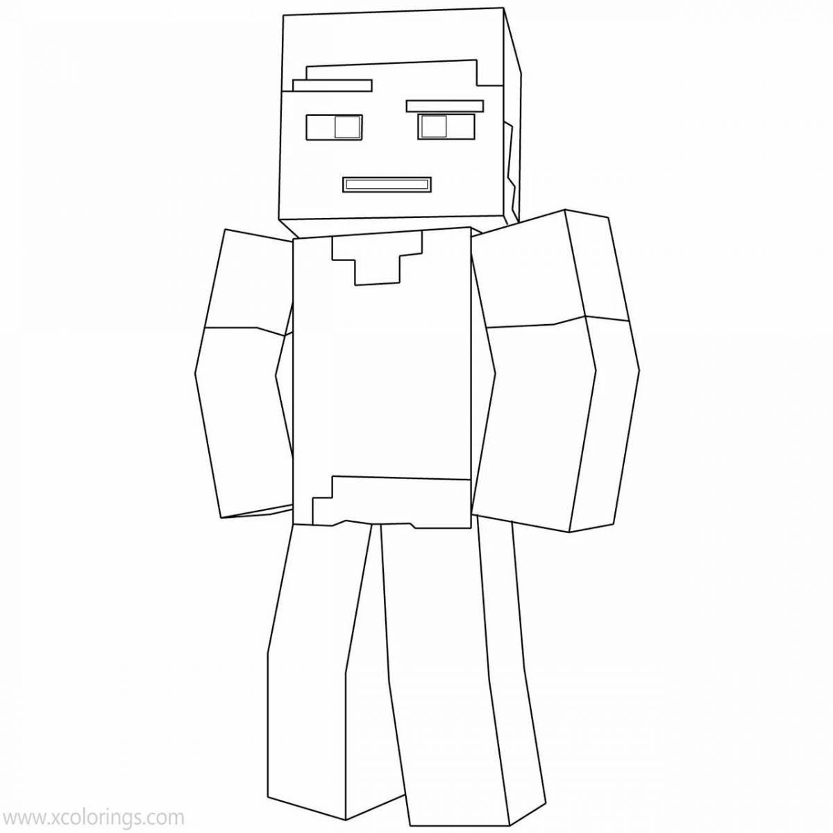 Colour-funny minecraft steve coloring