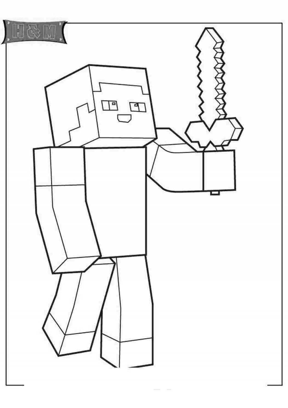 Color-bright minecraft steve coloring page