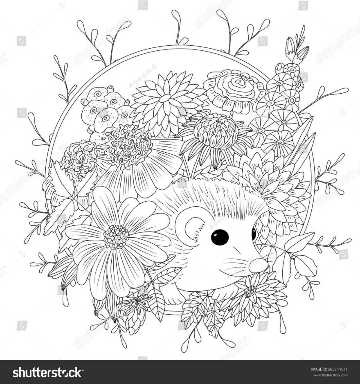 Colorful anti-stress coloring hedgehog
