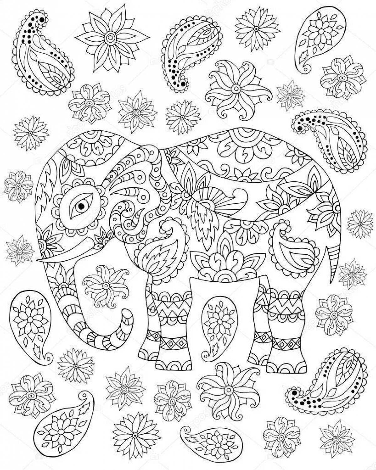 Coloring book joyful anti-stress hedgehog