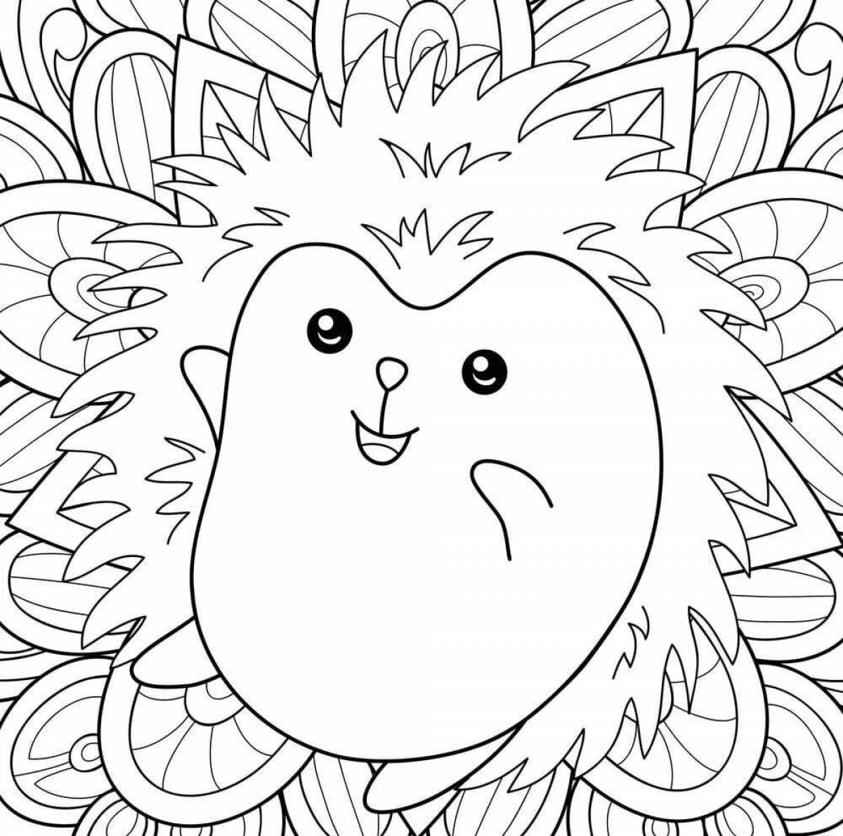 Funny anti-stress hedgehog coloring book