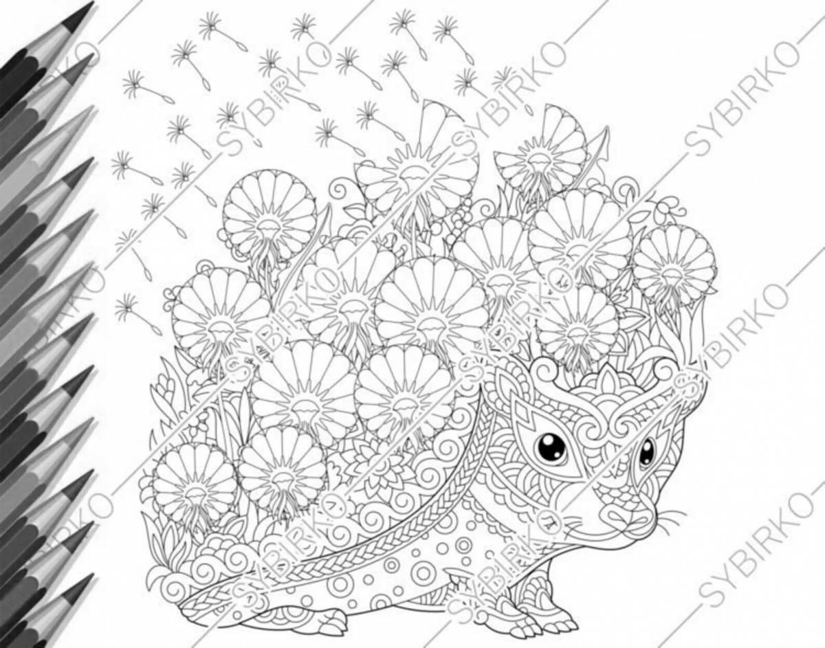 Exciting anti-stress hedgehog coloring book