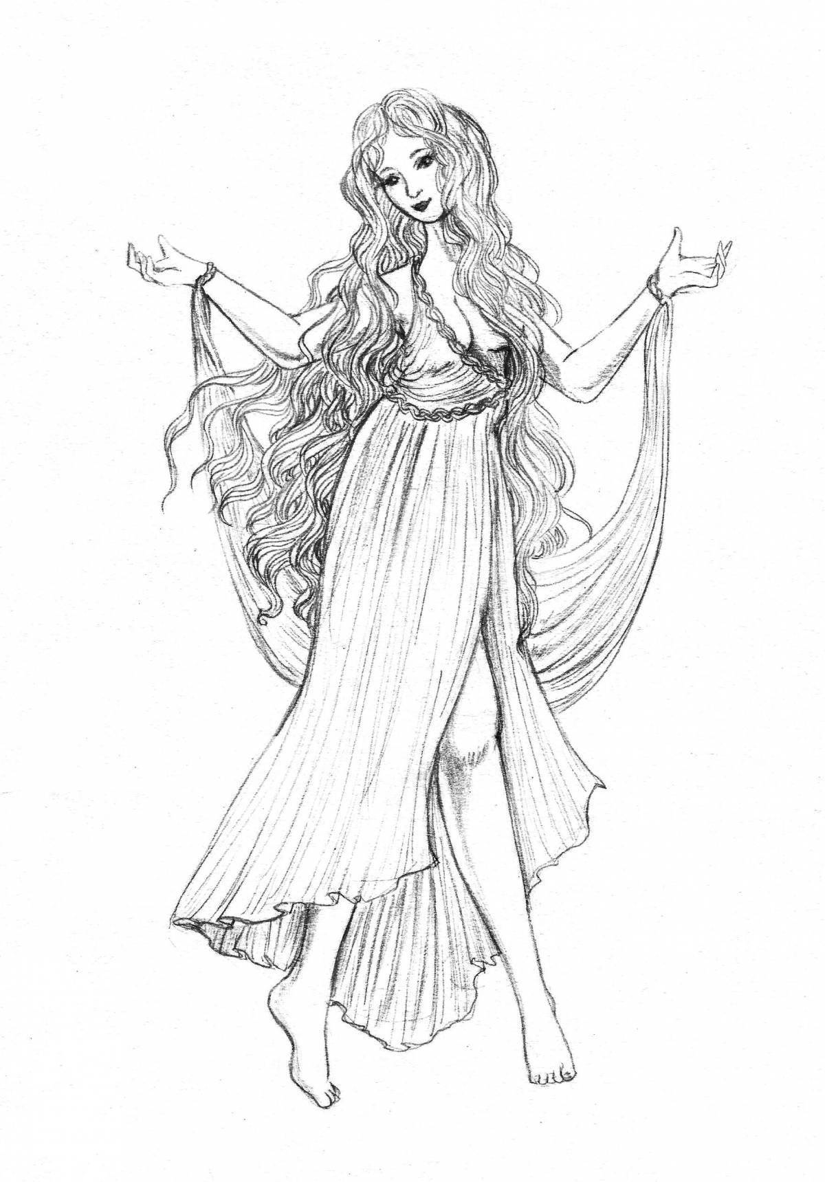 Coloring page majestic goddess aphrodite